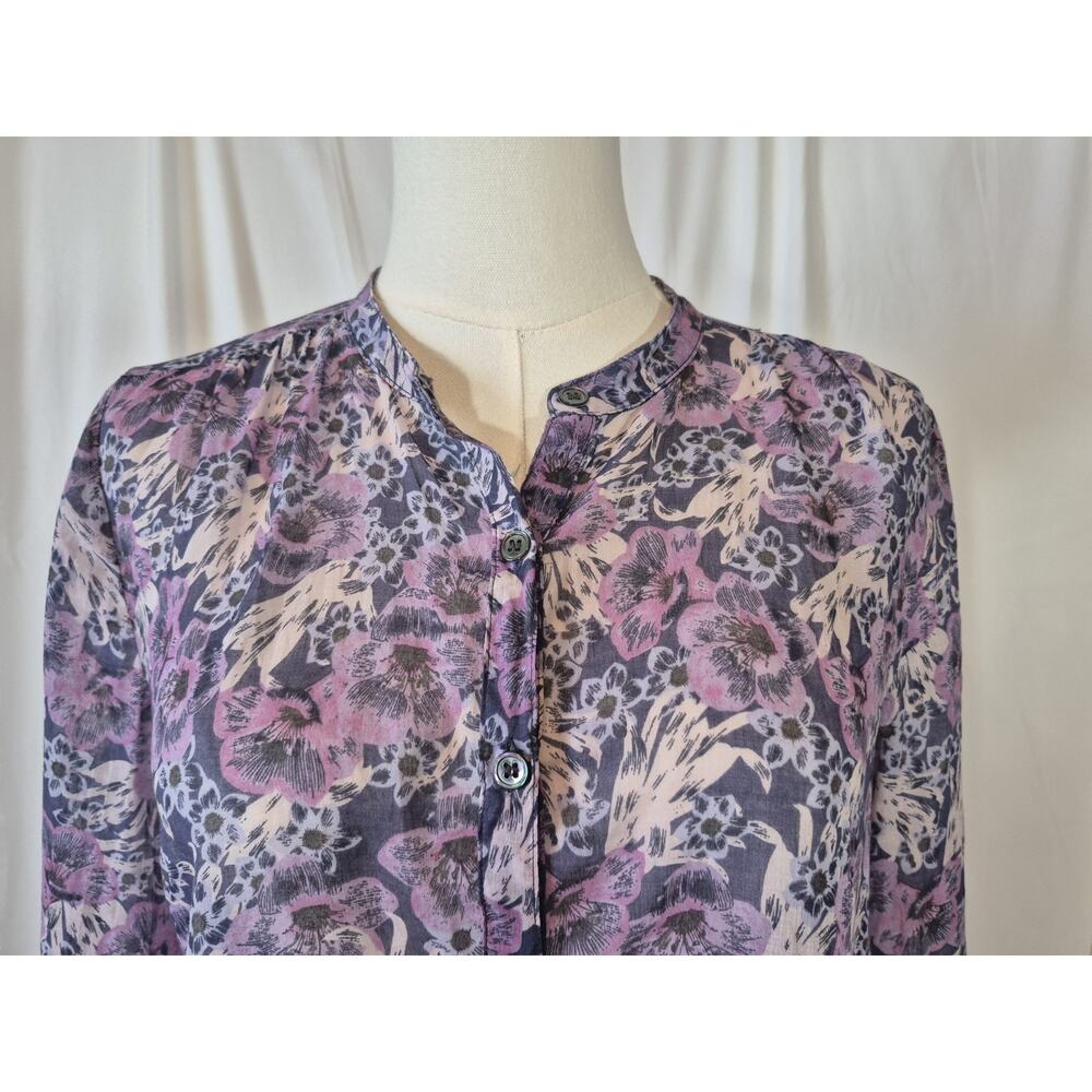 Isabel Marant Etoile Adigra Lavender Floral Button Up Cotton Top FR 36 US 4 - Picture 3 of 12